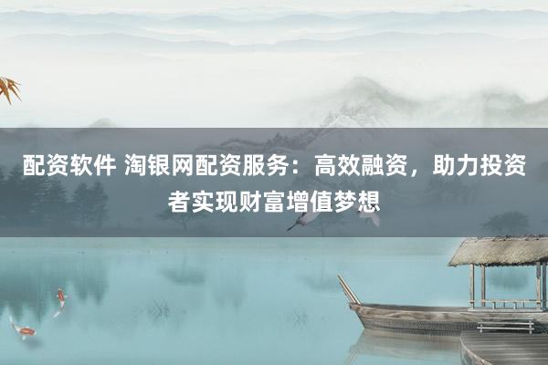 配资软件 淘银网配资服务：高效融资，助力投资者实现财富增值梦想