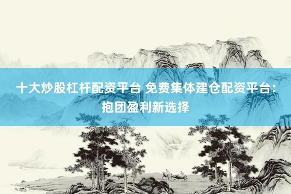 十大炒股杠杆配资平台 免费集体建仓配资平台：抱团盈利新选择