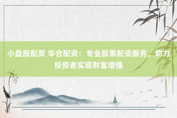 小盘股配资 华合配资：专业股票配资服务，助力投资者实现财富增值