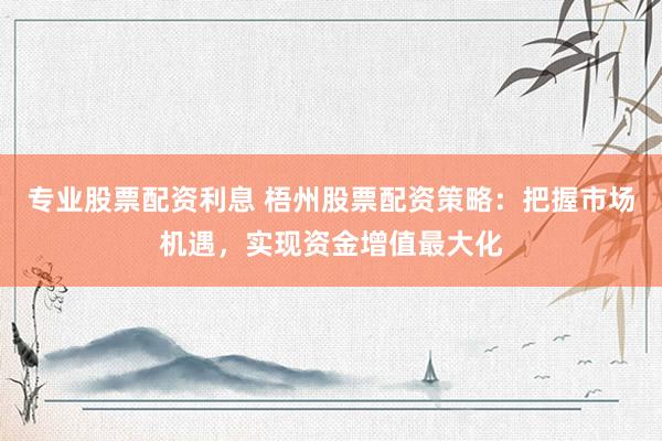 专业股票配资利息 梧州股票配资策略：把握市场机遇，实现资金增值最大化