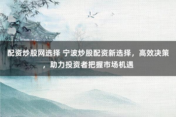 配资炒股网选择 宁波炒股配资新选择，高效决策，助力投资者把握市场机遇