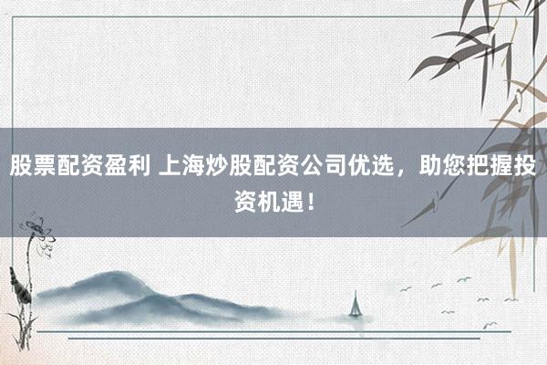 股票配资盈利 上海炒股配资公司优选，助您把握投资机遇！