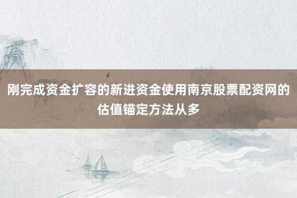 刚完成资金扩容的新进资金使用南京股票配资网的估值锚定方法从多