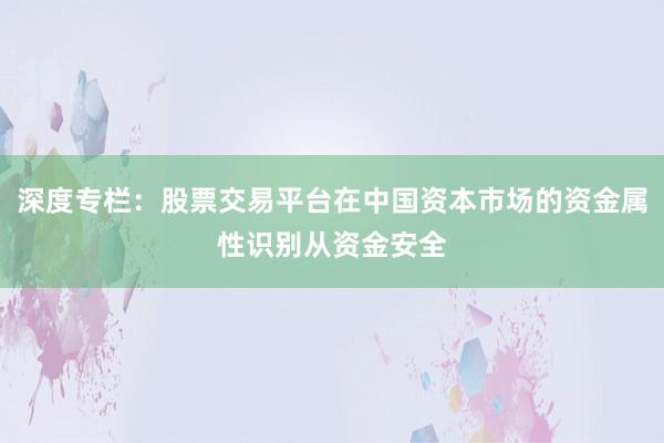 深度专栏：股票交易平台在中国资本市场的资金属性识别从资金安全