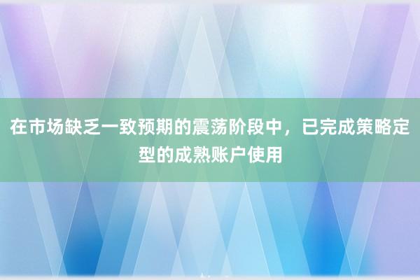 在市场缺乏一致预期的震荡阶段中，已完成策略定型的成熟账户使用