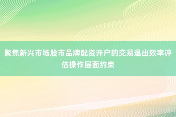聚焦新兴市场股市品牌配资开户的交易退出效率评估操作层面约束